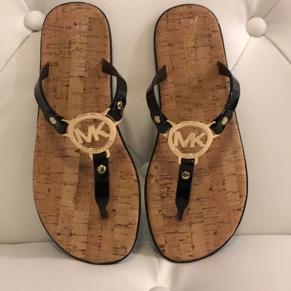 michael kors leather flip flops